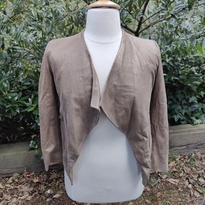My Tribe medium shimmery beige leather open waterfall jacket